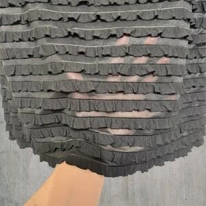 AB Studio Sheer Ruffle Black Top Women L Goth Punk Grunge Style Versatile Blouse